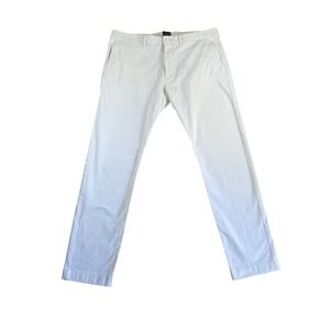 J.Crew Mens Stretch Chino Pants White Slim Fit 36x32 Cotton Blend Flat Front